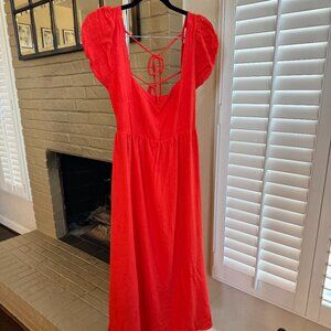 Endless Blue Worth Collective Open Back Short Sleeve Midi Dress NWOT